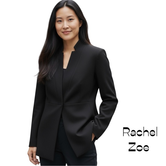 Rachel Zoe Women's Black Academia Neutral Minimalist Long Blazer NWOT Size S - Picture 1 of 13